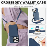 TUCCH Crossbody Wallet Case for iPhone 16 Pro (6.3"), RFID Blocking [6 Card Slots][Detachable Adjustable Lanyard], Magnetic Flip Wallet PU Leather Shockproof Phone Cover for iPhone 16 Pro, Black - 7DAY'S