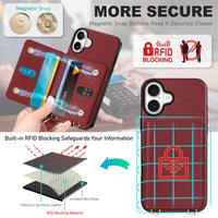 TUCCH Crossbody Wallet Case for iPhone 16 Pro (6.3"), RFID Blocking [6 Card Slots][Detachable Adjustable Lanyard], Magnetic Flip Wallet PU Leather Shockproof Phone Cover for iPhone 16 Pro, Black - 7DAY'S