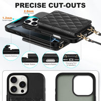 TUCCH Crossbody Wallet Case for iPhone 16 Pro (6.3"), RFID Blocking [6 Card Slots][Detachable Adjustable Lanyard], Magnetic Flip Wallet PU Leather Shockproof Phone Cover for iPhone 16 Pro, Black - 7DAY'S