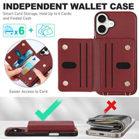 TUCCH Crossbody Wallet Case for iPhone 16 Pro (6.3"), RFID Blocking [6 Card Slots][Detachable Adjustable Lanyard], Magnetic Flip Wallet PU Leather Shockproof Phone Cover for iPhone 16 Pro, Black - 7DAY'S