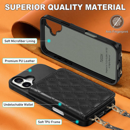 TUCCH Crossbody Wallet Case for iPhone 16 Pro (6.3"), RFID Blocking [6 Card Slots][Detachable Adjustable Lanyard], Magnetic Flip Wallet PU Leather Shockproof Phone Cover for iPhone 16 Pro, Black - 7DAY'S