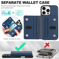 TUCCH Crossbody Wallet Case for iPhone 16 Pro (6.3"), RFID Blocking [6 Card Slots][Detachable Adjustable Lanyard], Magnetic Flip Wallet PU Leather Shockproof Phone Cover for iPhone 16 Pro, Black - 7DAY'S