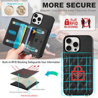 TUCCH Crossbody Wallet Case for iPhone 16 Pro (6.3"), RFID Blocking [6 Card Slots][Detachable Adjustable Lanyard], Magnetic Flip Wallet PU Leather Shockproof Phone Cover for iPhone 16 Pro, Black - 7DAY'S