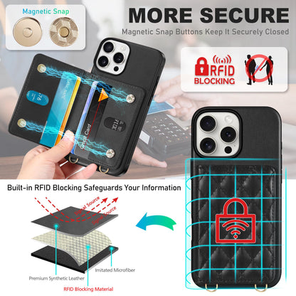 TUCCH Crossbody Wallet Case for iPhone 16 Pro (6.3"), RFID Blocking [6 Card Slots][Detachable Adjustable Lanyard], Magnetic Flip Wallet PU Leather Shockproof Phone Cover for iPhone 16 Pro, Black - 7DAY'S