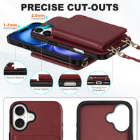 TUCCH Crossbody Wallet Case for iPhone 16 Pro (6.3"), RFID Blocking [6 Card Slots][Detachable Adjustable Lanyard], Magnetic Flip Wallet PU Leather Shockproof Phone Cover for iPhone 16 Pro, Black - 7DAY'S