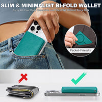 TUCCH for Magsafe Wallet with 6 Card Holders, RFID Blocking [Clear ID Window] PU Leather Men Women Folio Magnetic Phone Wallet for iPhone 16/15/14/13/12/Plus/Pro/Pro Max Series, Black - 7DAY'S