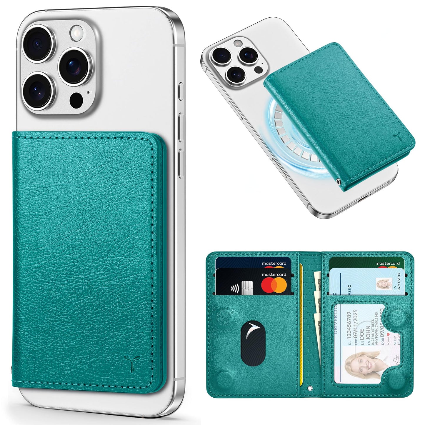 TUCCH for Magsafe Wallet with 6 Card Holders, RFID Blocking [Clear ID Window] PU Leather Men Women Folio Magnetic Phone Wallet for iPhone 16/15/14/13/12/Plus/Pro/Pro Max Series, Black - 7DAY'S