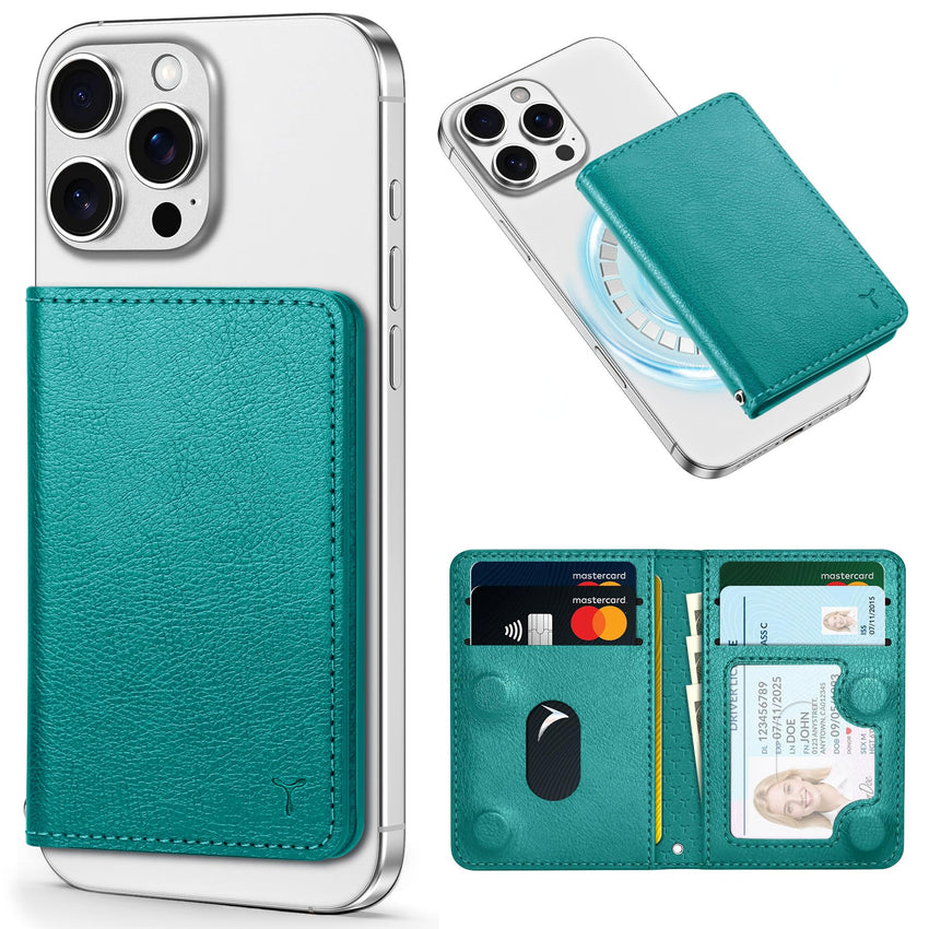 TUCCH for Magsafe Wallet with 6 Card Holders, RFID Blocking [Clear ID Window] PU Leather Men Women Folio Magnetic Phone Wallet for iPhone 16/15/14/13/12/Plus/Pro/Pro Max Series, Black - 7DAY'S