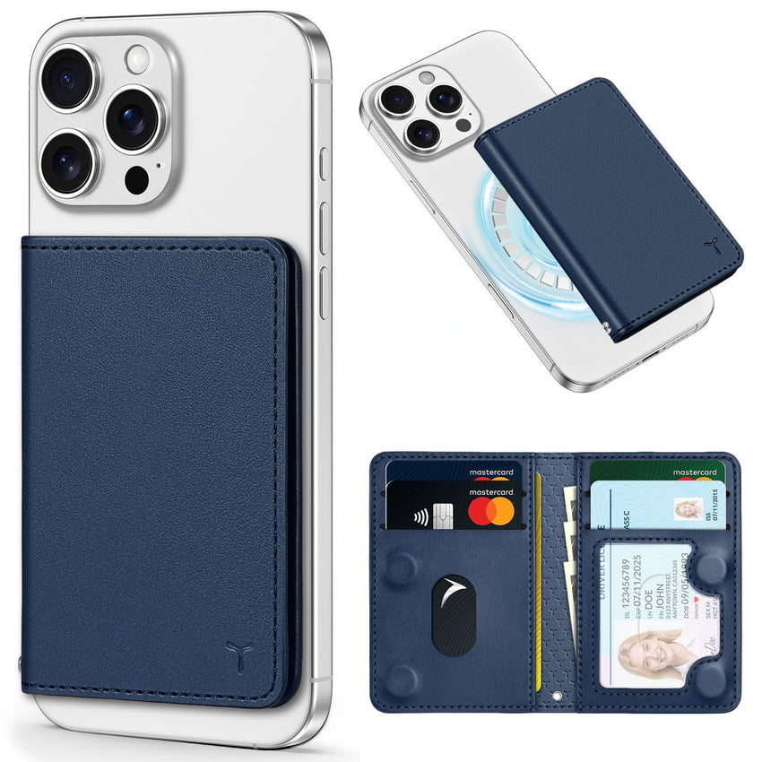 TUCCH for Magsafe Wallet with 6 Card Holders, RFID Blocking [Clear ID Window] PU Leather Men Women Folio Magnetic Phone Wallet for iPhone 16/15/14/13/12/Plus/Pro/Pro Max Series, Black - 7DAY'S