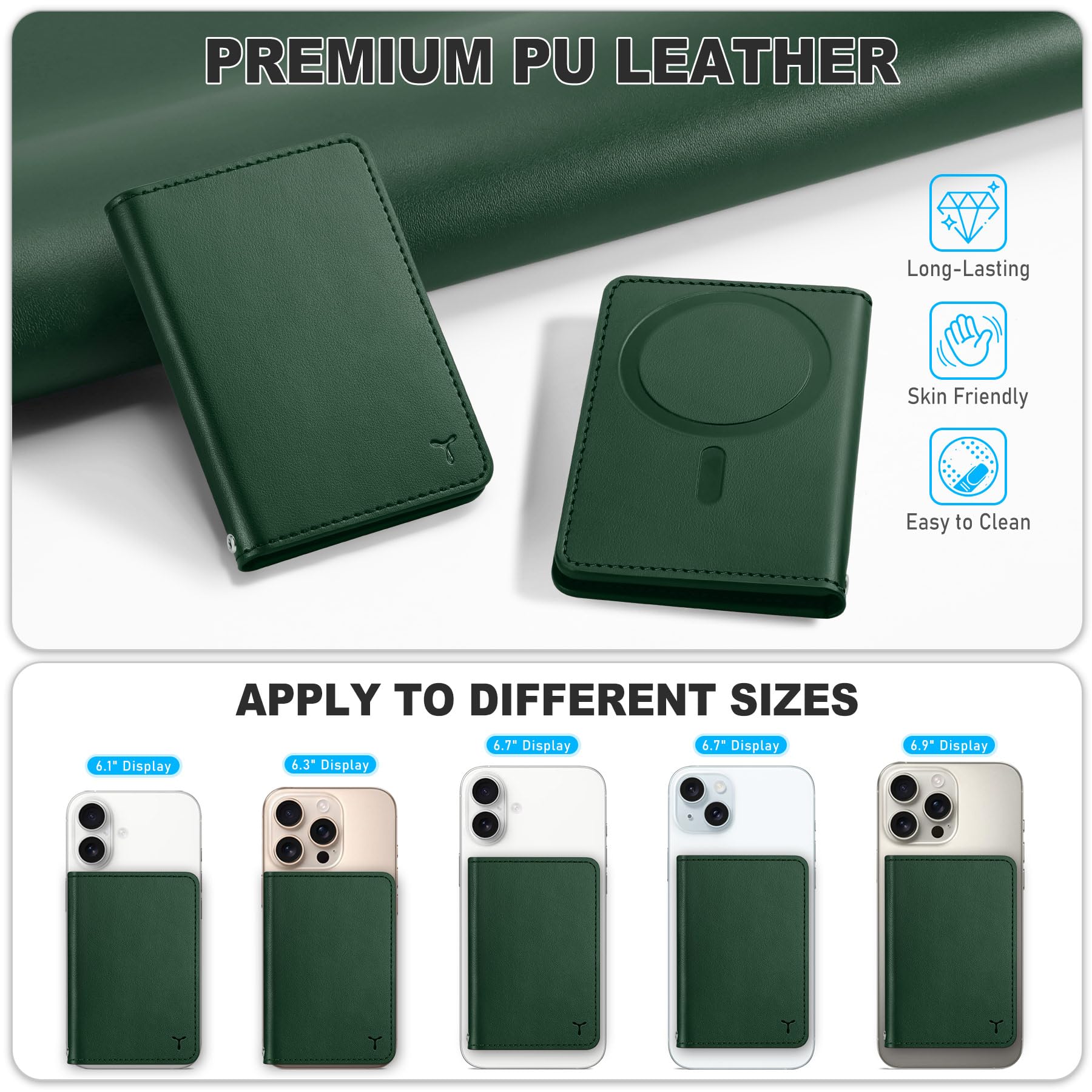 TUCCH for Magsafe Wallet with 6 Card Holders, RFID Blocking [Clear ID Window] PU Leather Men Women Folio Magnetic Phone Wallet for iPhone 16/15/14/13/12/Plus/Pro/Pro Max Series, Black - 7DAY'S