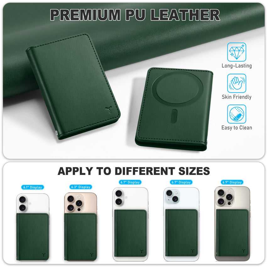TUCCH for Magsafe Wallet with 6 Card Holders, RFID Blocking [Clear ID Window] PU Leather Men Women Folio Magnetic Phone Wallet for iPhone 16/15/14/13/12/Plus/Pro/Pro Max Series, Black - 7DAY'S