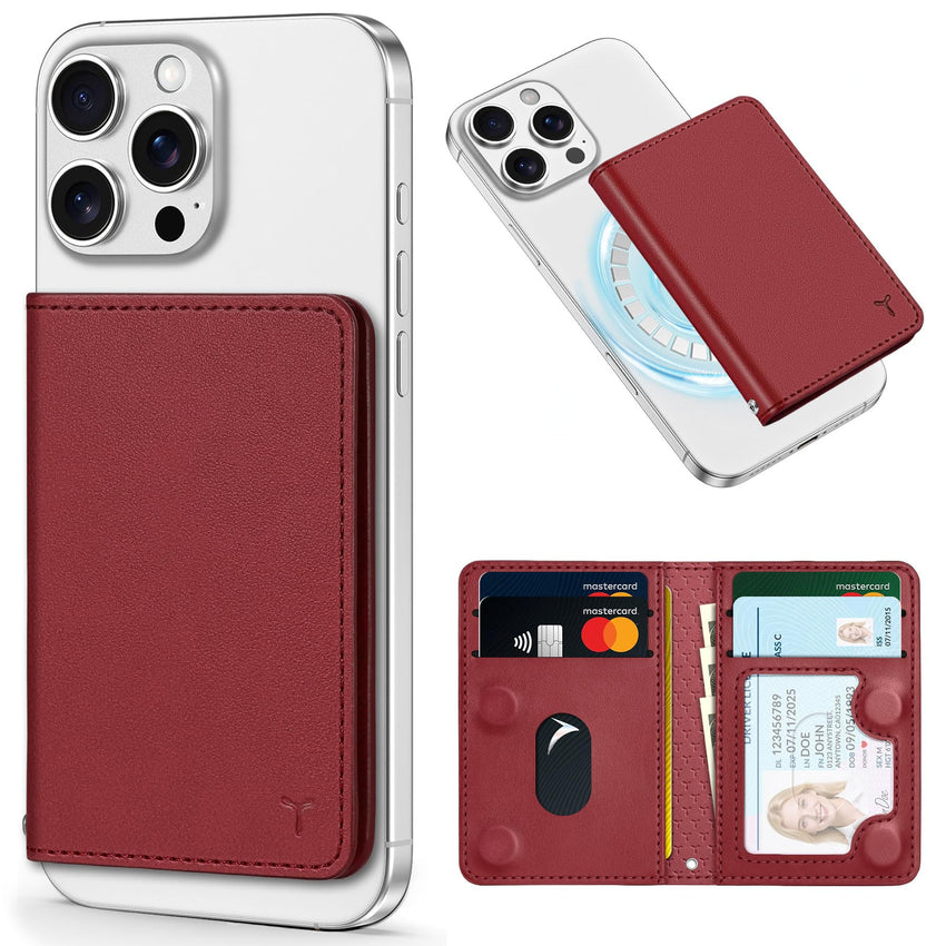 TUCCH for Magsafe Wallet with 6 Card Holders, RFID Blocking [Clear ID Window] PU Leather Men Women Folio Magnetic Phone Wallet for iPhone 16/15/14/13/12/Plus/Pro/Pro Max Series, Black - 7DAY'S