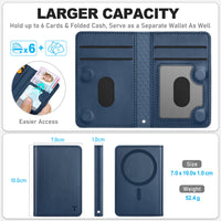 TUCCH for Magsafe Wallet with 6 Card Holders, RFID Blocking [Clear ID Window] PU Leather Men Women Folio Magnetic Phone Wallet for iPhone 16/15/14/13/12/Plus/Pro/Pro Max Series, Black - 7DAY'S
