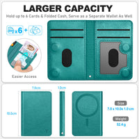 TUCCH for Magsafe Wallet with 6 Card Holders, RFID Blocking [Clear ID Window] PU Leather Men Women Folio Magnetic Phone Wallet for iPhone 16/15/14/13/12/Plus/Pro/Pro Max Series, Black - 7DAY'S