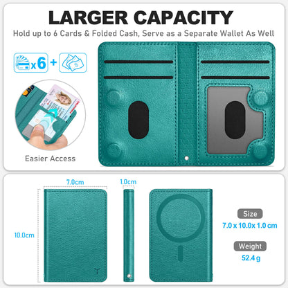 TUCCH for Magsafe Wallet with 6 Card Holders, RFID Blocking [Clear ID Window] PU Leather Men Women Folio Magnetic Phone Wallet for iPhone 16/15/14/13/12/Plus/Pro/Pro Max Series, Black - 7DAY'S