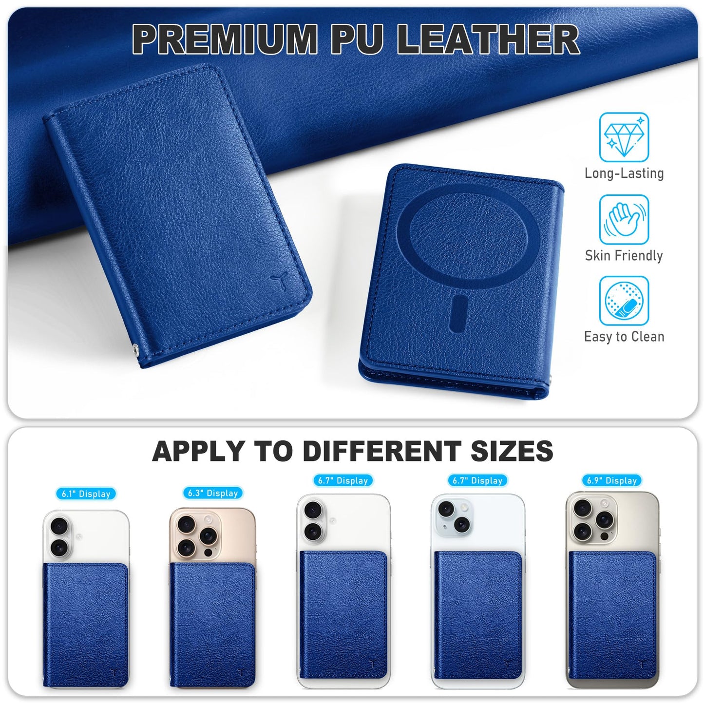 TUCCH for Magsafe Wallet with 6 Card Holders, RFID Blocking [Clear ID Window] PU Leather Men Women Folio Magnetic Phone Wallet for iPhone 16/15/14/13/12/Plus/Pro/Pro Max Series, Black - 7DAY'S