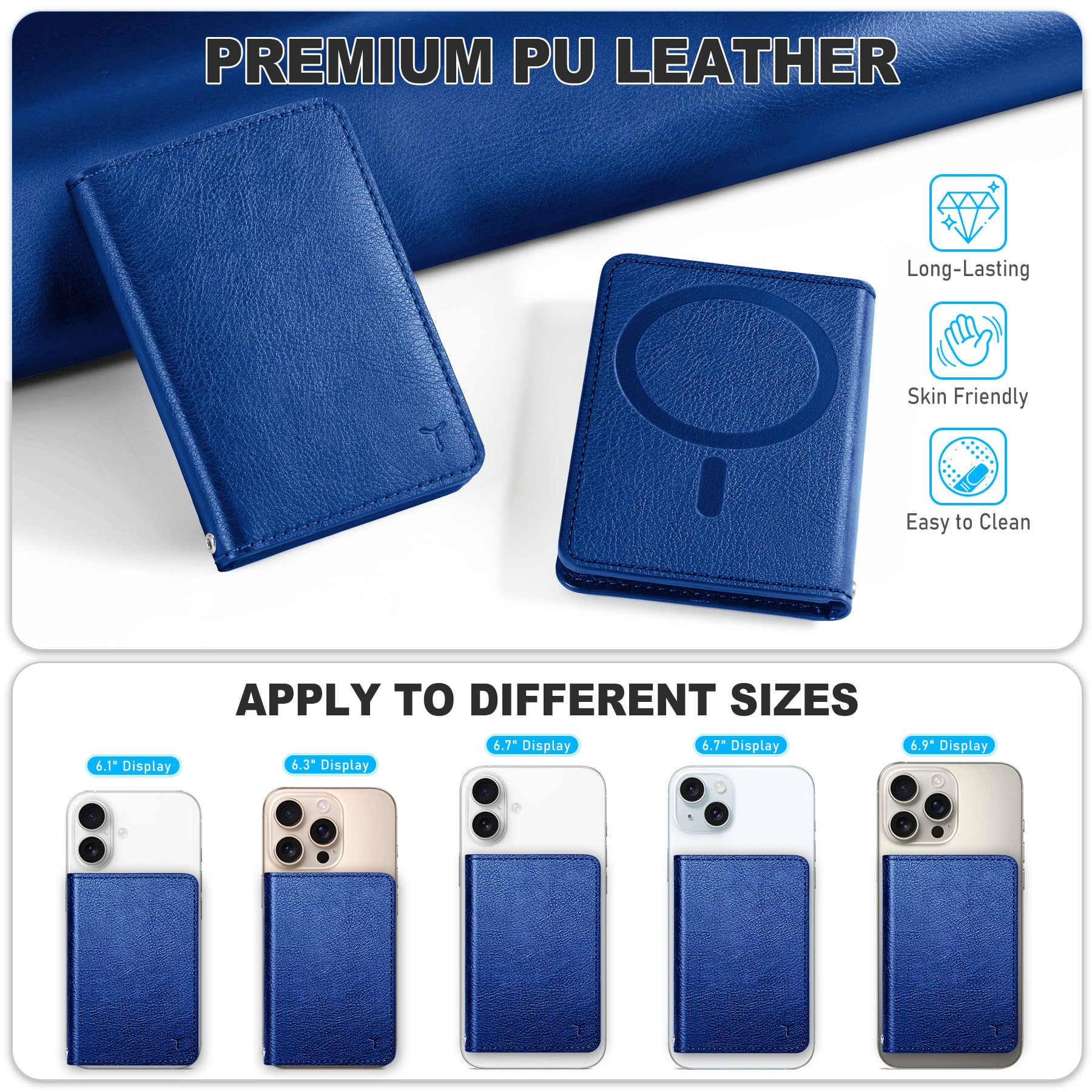 TUCCH for Magsafe Wallet with 6 Card Holders, RFID Blocking [Clear ID Window] PU Leather Men Women Folio Magnetic Phone Wallet for iPhone 16/15/14/13/12/Plus/Pro/Pro Max Series, Black - 7DAY'S
