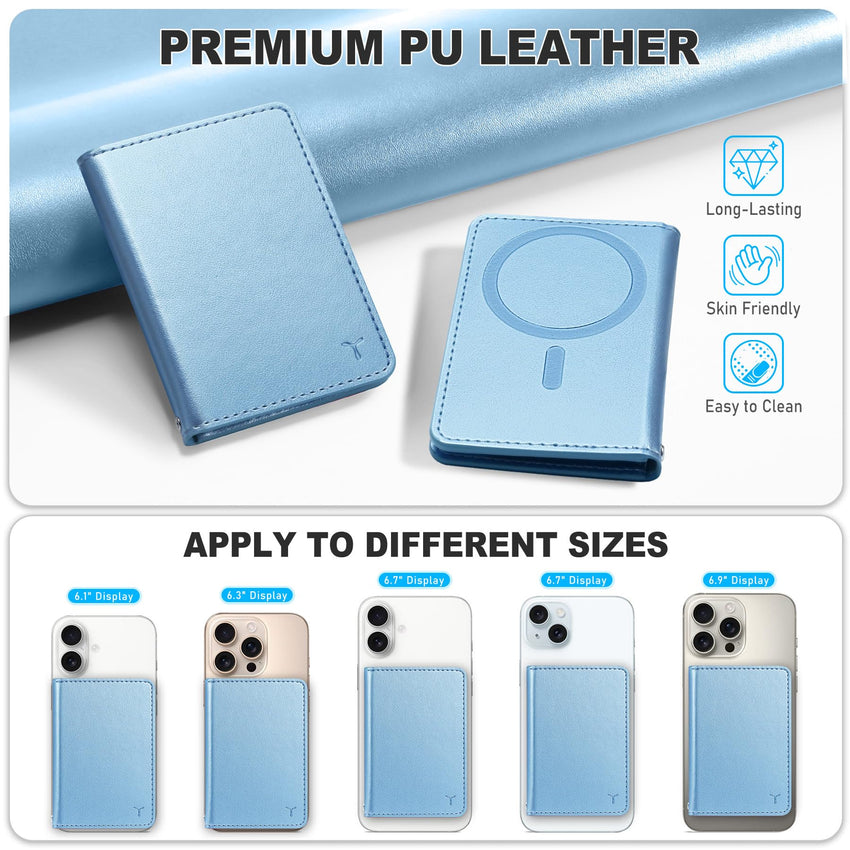 TUCCH for Magsafe Wallet with 6 Card Holders, RFID Blocking [Clear ID Window] PU Leather Men Women Folio Magnetic Phone Wallet for iPhone 16/15/14/13/12/Plus/Pro/Pro Max Series, Black - 7DAY'S