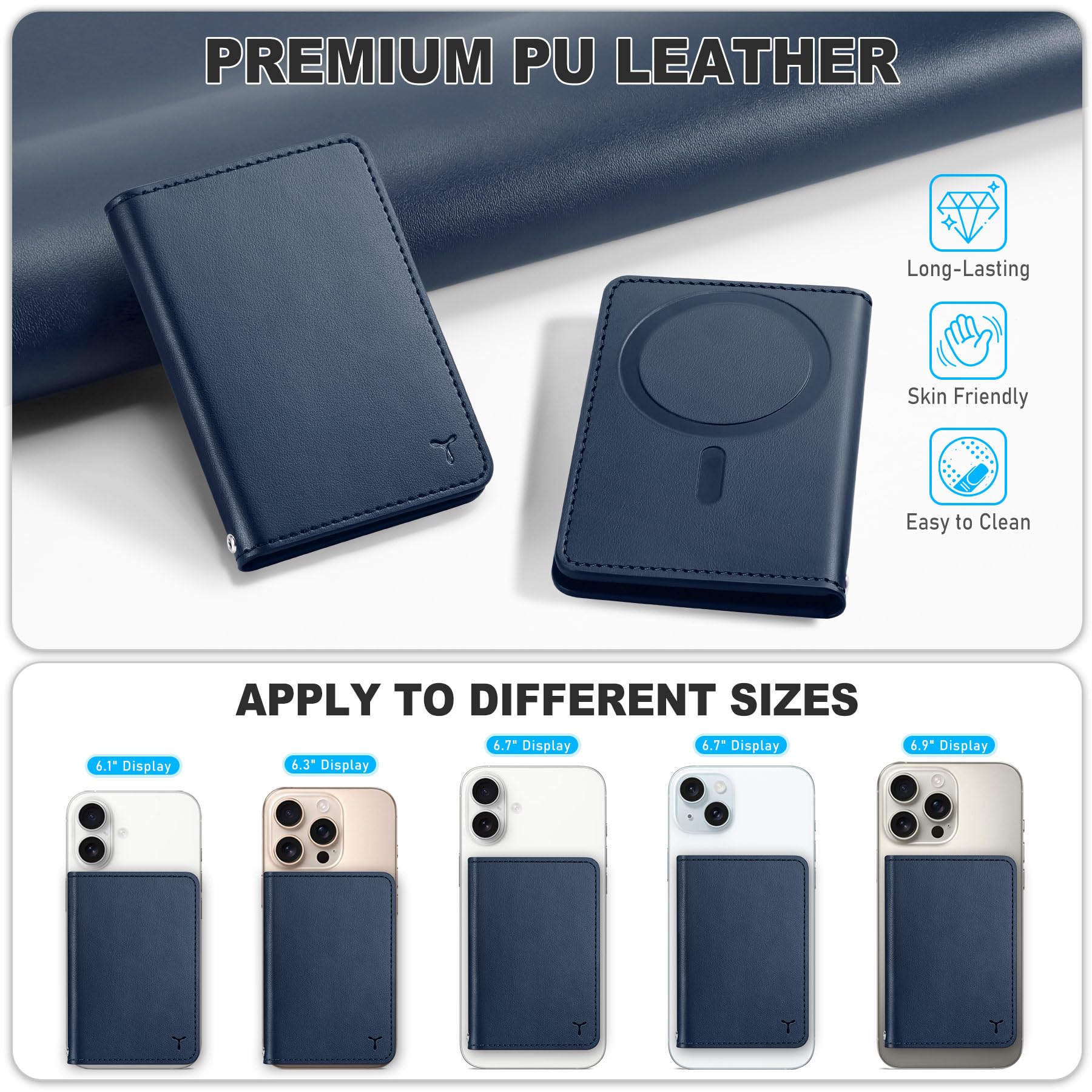 TUCCH for Magsafe Wallet with 6 Card Holders, RFID Blocking [Clear ID Window] PU Leather Men Women Folio Magnetic Phone Wallet for iPhone 16/15/14/13/12/Plus/Pro/Pro Max Series, Black - 7DAY'S