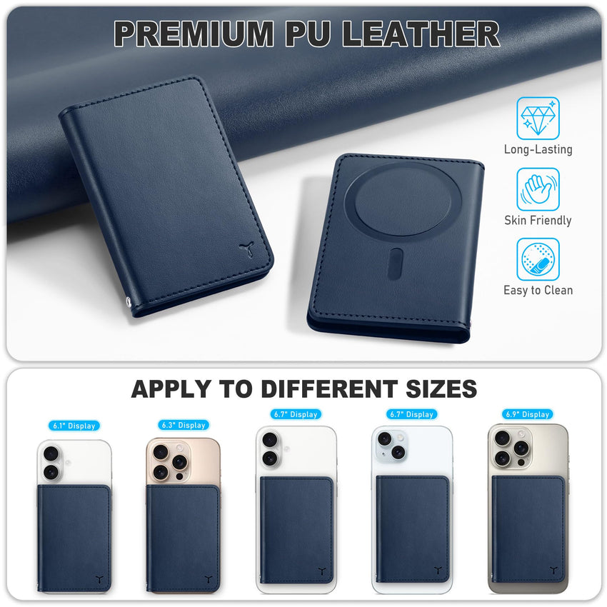 TUCCH for Magsafe Wallet with 6 Card Holders, RFID Blocking [Clear ID Window] PU Leather Men Women Folio Magnetic Phone Wallet for iPhone 16/15/14/13/12/Plus/Pro/Pro Max Series, Black - 7DAY'S