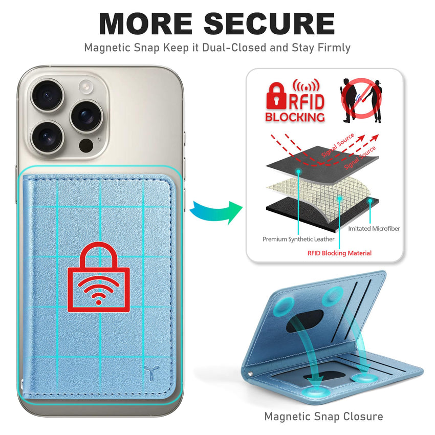 TUCCH for Magsafe Wallet with 6 Card Holders, RFID Blocking [Clear ID Window] PU Leather Men Women Folio Magnetic Phone Wallet for iPhone 16/15/14/13/12/Plus/Pro/Pro Max Series, Black - 7DAY'S