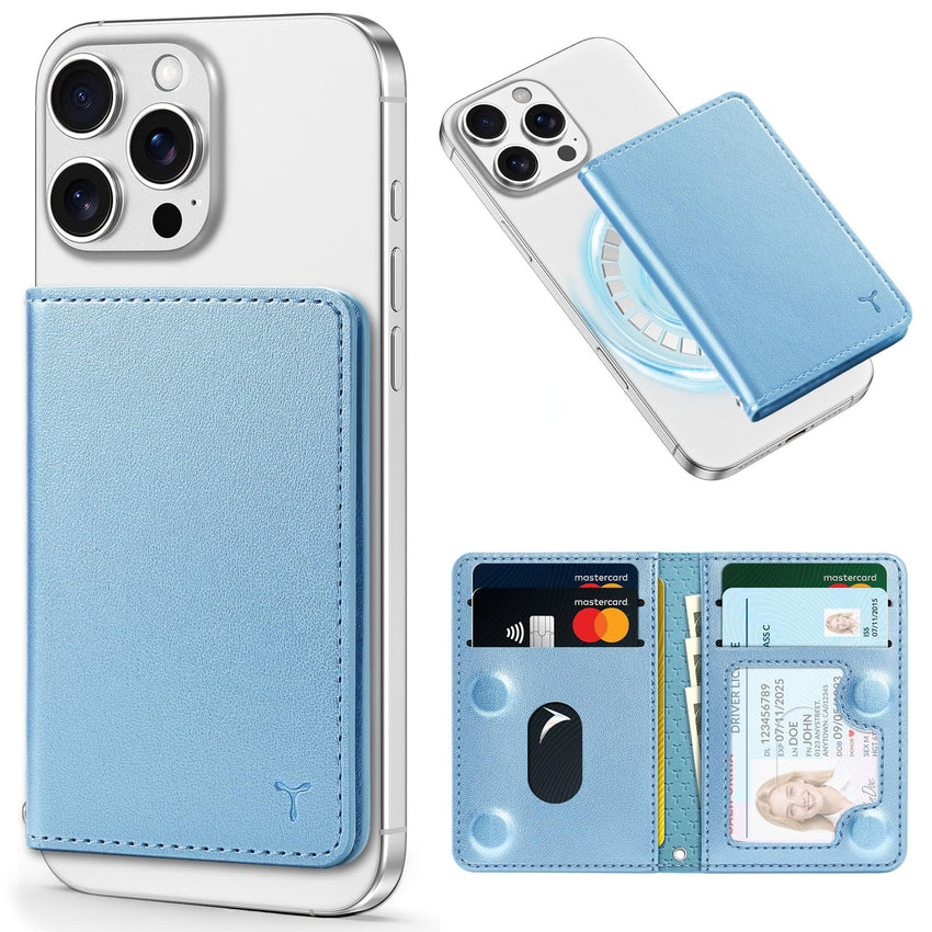 TUCCH for Magsafe Wallet with 6 Card Holders, RFID Blocking [Clear ID Window] PU Leather Men Women Folio Magnetic Phone Wallet for iPhone 16/15/14/13/12/Plus/Pro/Pro Max Series, Black - 7DAY'S