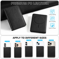 TUCCH for Magsafe Wallet with 6 Card Holders, RFID Blocking [Clear ID Window] PU Leather Men Women Folio Magnetic Phone Wallet for iPhone 16/15/14/13/12/Plus/Pro/Pro Max Series, Black - 7DAY'S