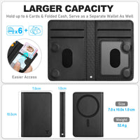 TUCCH for Magsafe Wallet with 6 Card Holders, RFID Blocking [Clear ID Window] PU Leather Men Women Folio Magnetic Phone Wallet for iPhone 16/15/14/13/12/Plus/Pro/Pro Max Series, Black - 7DAY'S