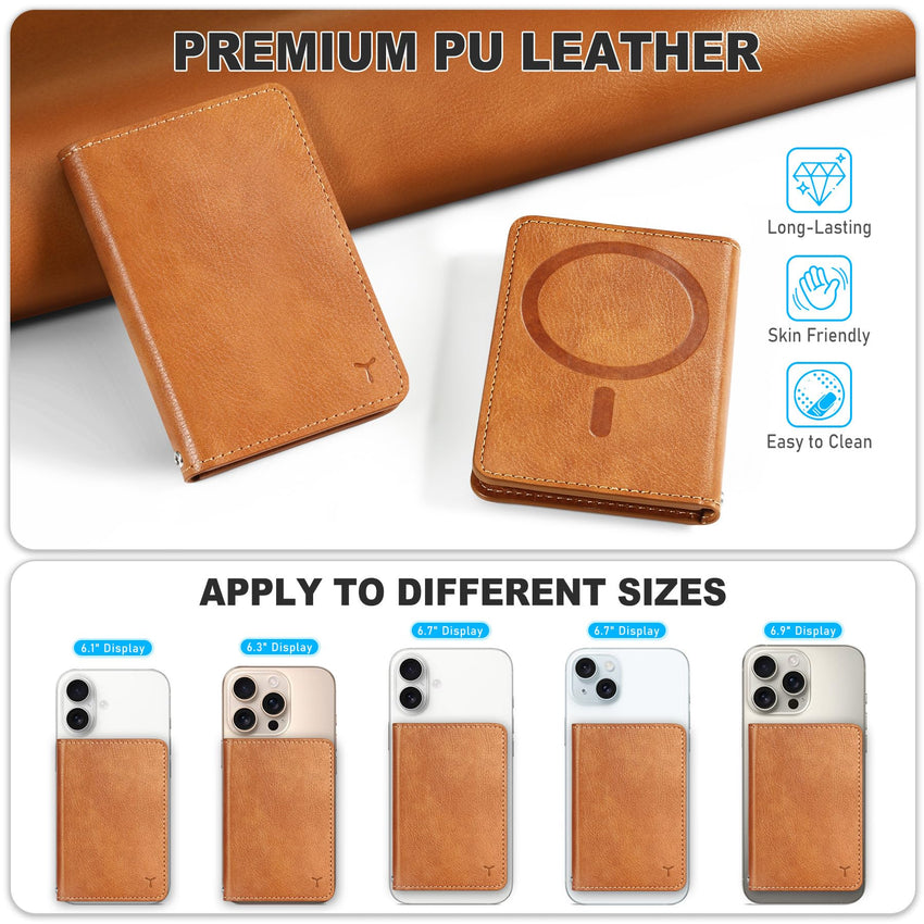 TUCCH for Magsafe Wallet with 6 Card Holders, RFID Blocking [Clear ID Window] PU Leather Men Women Folio Magnetic Phone Wallet for iPhone 16/15/14/13/12/Plus/Pro/Pro Max Series, Black - 7DAY'S