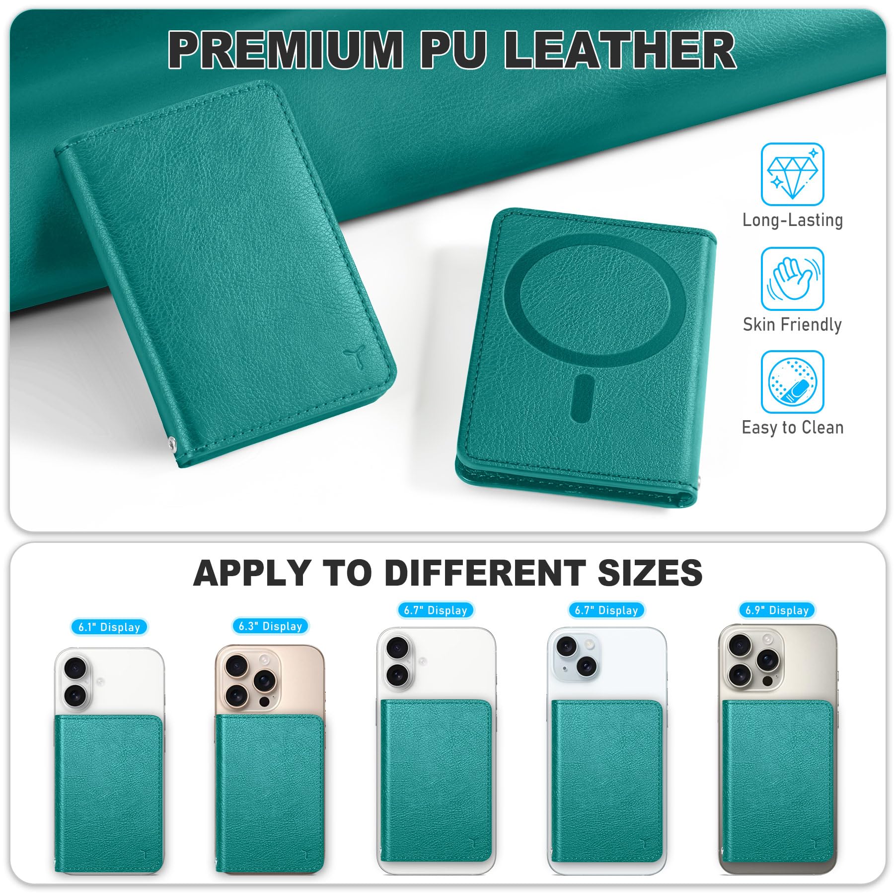 TUCCH for Magsafe Wallet with 6 Card Holders, RFID Blocking [Clear ID Window] PU Leather Men Women Folio Magnetic Phone Wallet for iPhone 16/15/14/13/12/Plus/Pro/Pro Max Series, Black - 7DAY'S