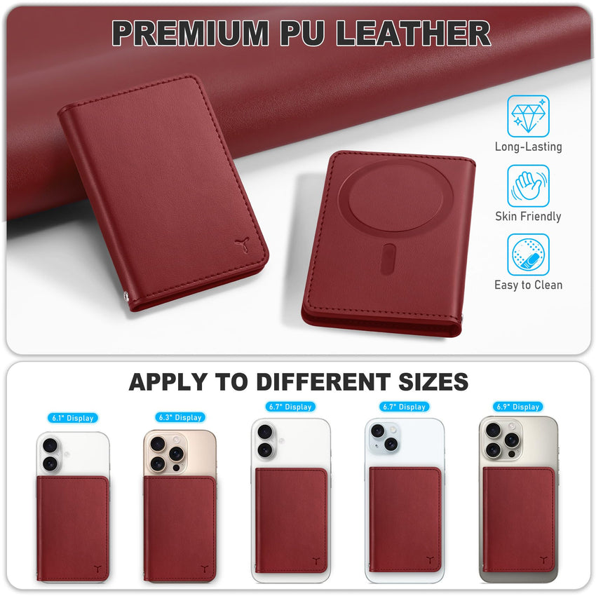 TUCCH for Magsafe Wallet with 6 Card Holders, RFID Blocking [Clear ID Window] PU Leather Men Women Folio Magnetic Phone Wallet for iPhone 16/15/14/13/12/Plus/Pro/Pro Max Series, Black - 7DAY'S
