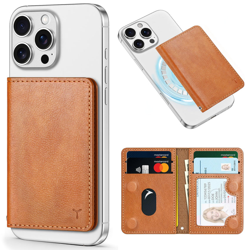 TUCCH for Magsafe Wallet with 6 Card Holders, RFID Blocking [Clear ID Window] PU Leather Men Women Folio Magnetic Phone Wallet for iPhone 16/15/14/13/12/Plus/Pro/Pro Max Series, Black - 7DAY'S