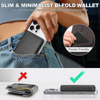 TUCCH for Magsafe Wallet with 6 Card Holders, RFID Blocking [Clear ID Window] PU Leather Men Women Folio Magnetic Phone Wallet for iPhone 16/15/14/13/12/Plus/Pro/Pro Max Series, Black - 7DAY'S