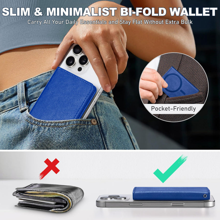 TUCCH for Magsafe Wallet with 6 Card Holders, RFID Blocking [Clear ID Window] PU Leather Men Women Folio Magnetic Phone Wallet for iPhone 16/15/14/13/12/Plus/Pro/Pro Max Series, Black - 7DAY'S
