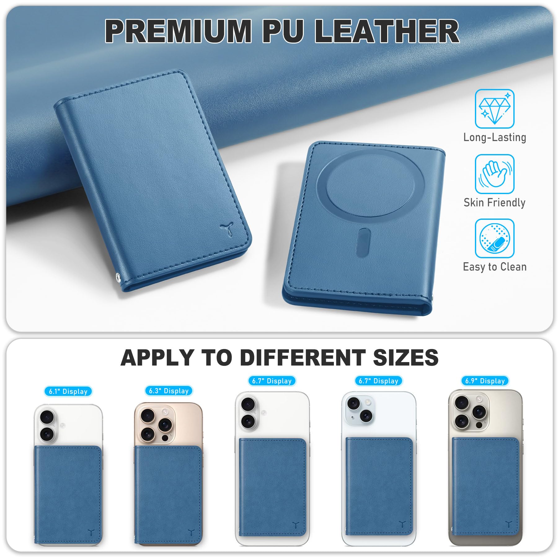 TUCCH for Magsafe Wallet with 6 Card Holders, RFID Blocking [Clear ID Window] PU Leather Men Women Folio Magnetic Phone Wallet for iPhone 16/15/14/13/12/Plus/Pro/Pro Max Series, Black - 7DAY'S