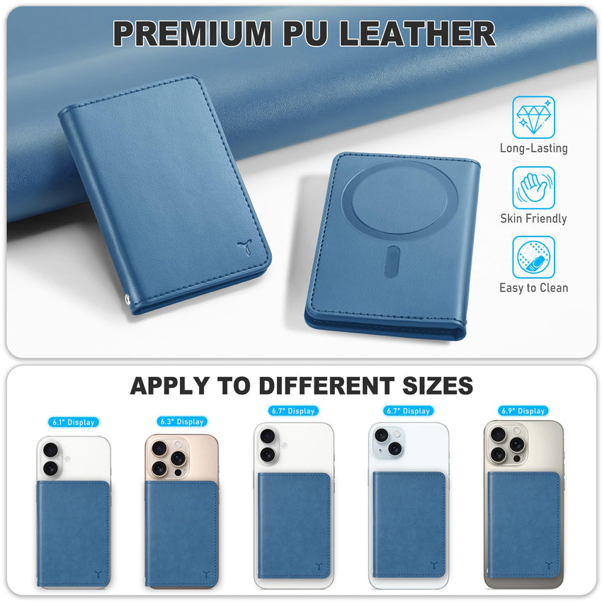TUCCH for Magsafe Wallet with 6 Card Holders, RFID Blocking [Clear ID Window] PU Leather Men Women Folio Magnetic Phone Wallet for iPhone 16/15/14/13/12/Plus/Pro/Pro Max Series, Black - 7DAY'S