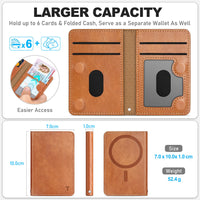 TUCCH for Magsafe Wallet with 6 Card Holders, RFID Blocking [Clear ID Window] PU Leather Men Women Folio Magnetic Phone Wallet for iPhone 16/15/14/13/12/Plus/Pro/Pro Max Series, Black - 7DAY'S