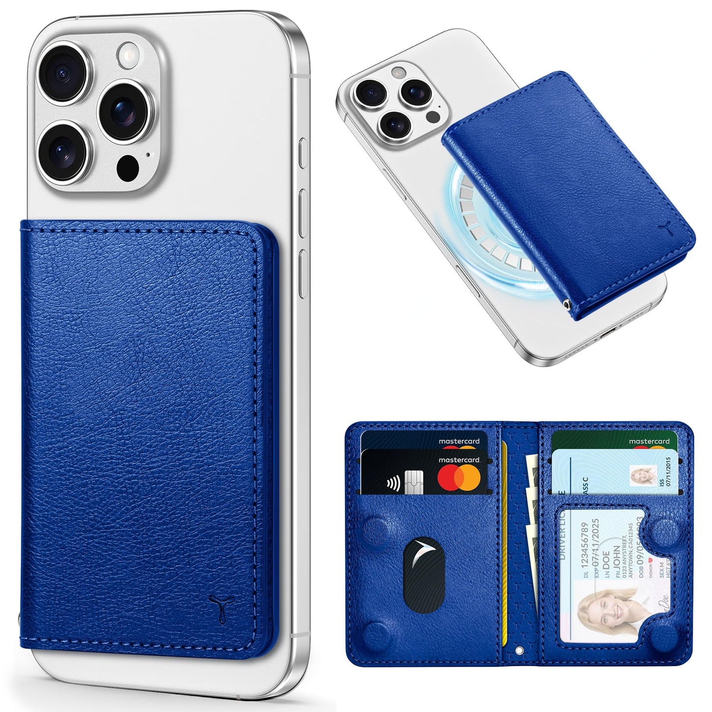 TUCCH for Magsafe Wallet with 6 Card Holders, RFID Blocking [Clear ID Window] PU Leather Men Women Folio Magnetic Phone Wallet for iPhone 16/15/14/13/12/Plus/Pro/Pro Max Series, Black - 7DAY'S
