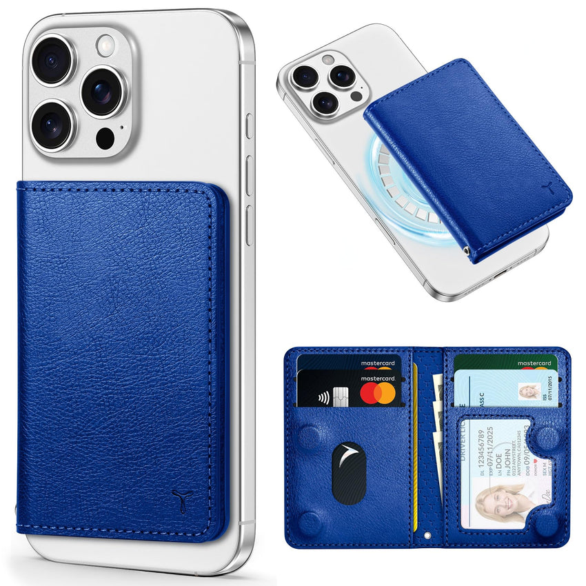 TUCCH for Magsafe Wallet with 6 Card Holders, RFID Blocking [Clear ID Window] PU Leather Men Women Folio Magnetic Phone Wallet for iPhone 16/15/14/13/12/Plus/Pro/Pro Max Series, Black - 7DAY'S