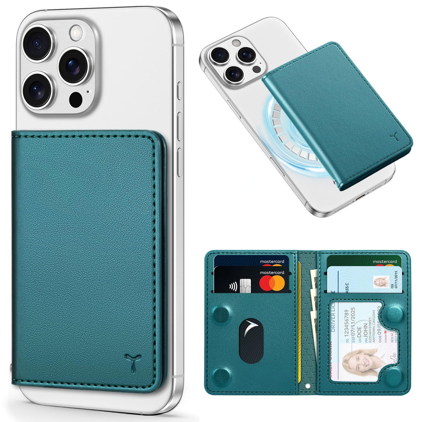 TUCCH for Magsafe Wallet with 6 Card Holders, RFID Blocking [Clear ID Window] PU Leather Men Women Folio Magnetic Phone Wallet for iPhone 16/15/14/13/12/Plus/Pro/Pro Max Series, Black - 7DAY'S