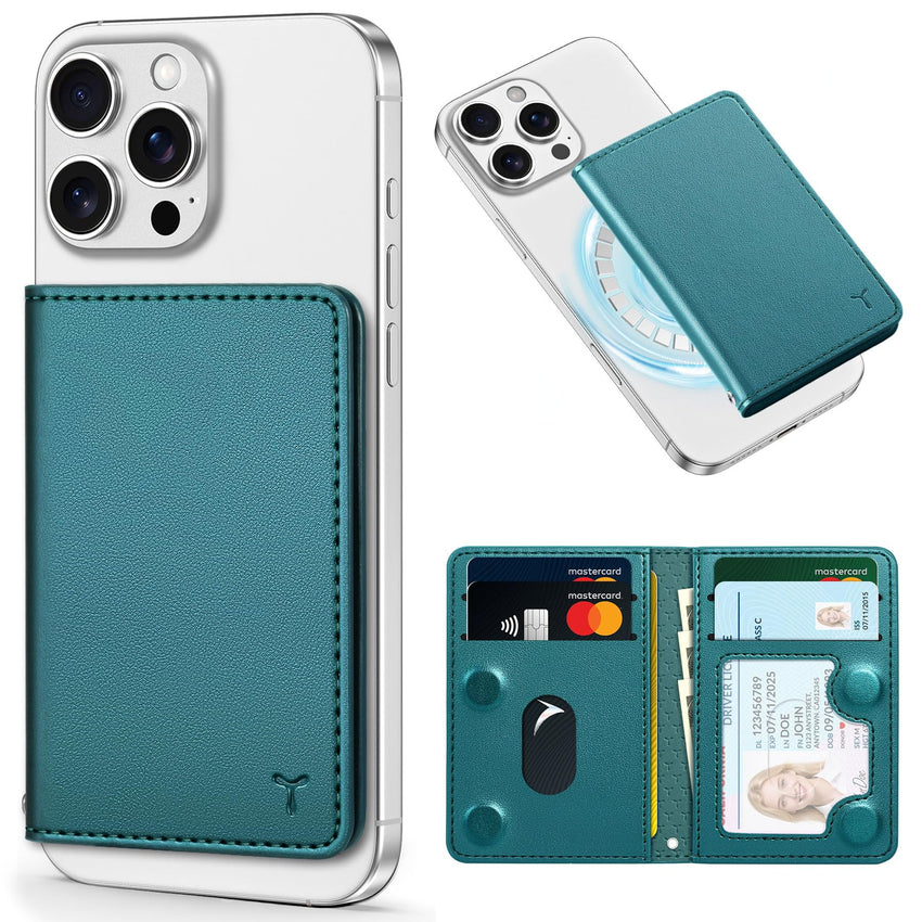 TUCCH for Magsafe Wallet with 6 Card Holders, RFID Blocking [Clear ID Window] PU Leather Men Women Folio Magnetic Phone Wallet for iPhone 16/15/14/13/12/Plus/Pro/Pro Max Series, Black - 7DAY'S