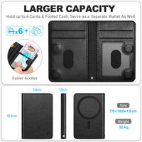 TUCCH for Magsafe Wallet with 6 Card Holders, RFID Blocking [Clear ID Window] PU Leather Men Women Folio Magnetic Phone Wallet for iPhone 16/15/14/13/12/Plus/Pro/Pro Max Series, Black - 7DAY'S