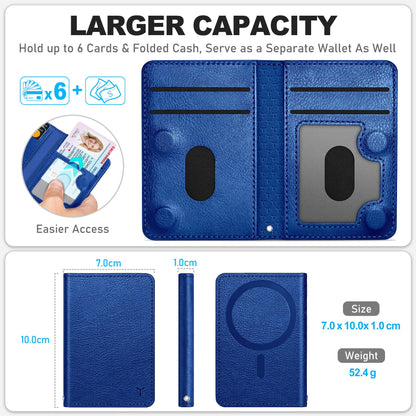 TUCCH for Magsafe Wallet with 6 Card Holders, RFID Blocking [Clear ID Window] PU Leather Men Women Folio Magnetic Phone Wallet for iPhone 16/15/14/13/12/Plus/Pro/Pro Max Series, Black - 7DAY'S