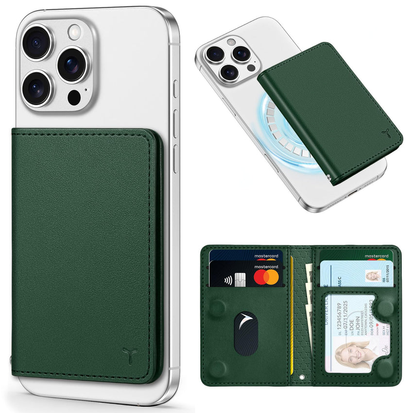 TUCCH for Magsafe Wallet with 6 Card Holders, RFID Blocking [Clear ID Window] PU Leather Men Women Folio Magnetic Phone Wallet for iPhone 16/15/14/13/12/Plus/Pro/Pro Max Series, Black - 7DAY'S