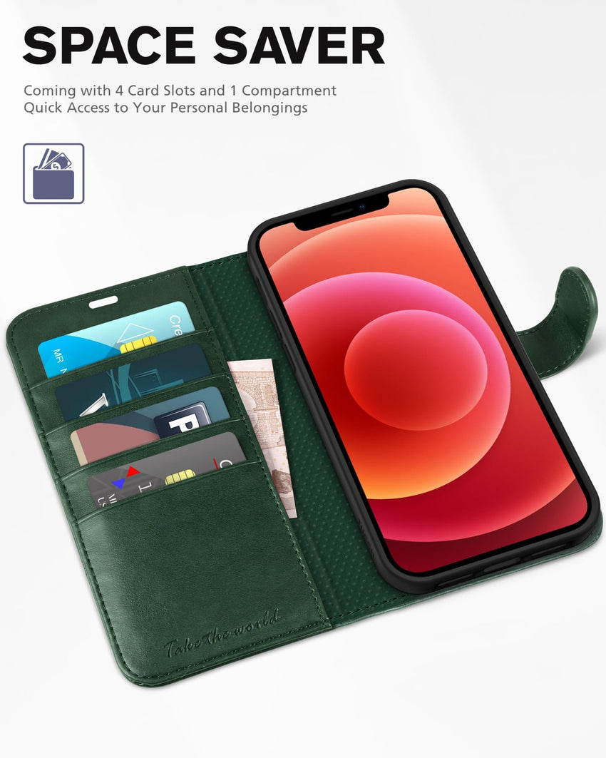 TUCCH Wallet Case Compatible with iPhone 12 Pro Max 5G 6.7", PU Leather Card Slot Kickstand [Protective TPU Interior Case], RFID Blocking Magnetic Flip Cover for iPhone 12 Pro Max 6.7", Black - 7DAY'S
