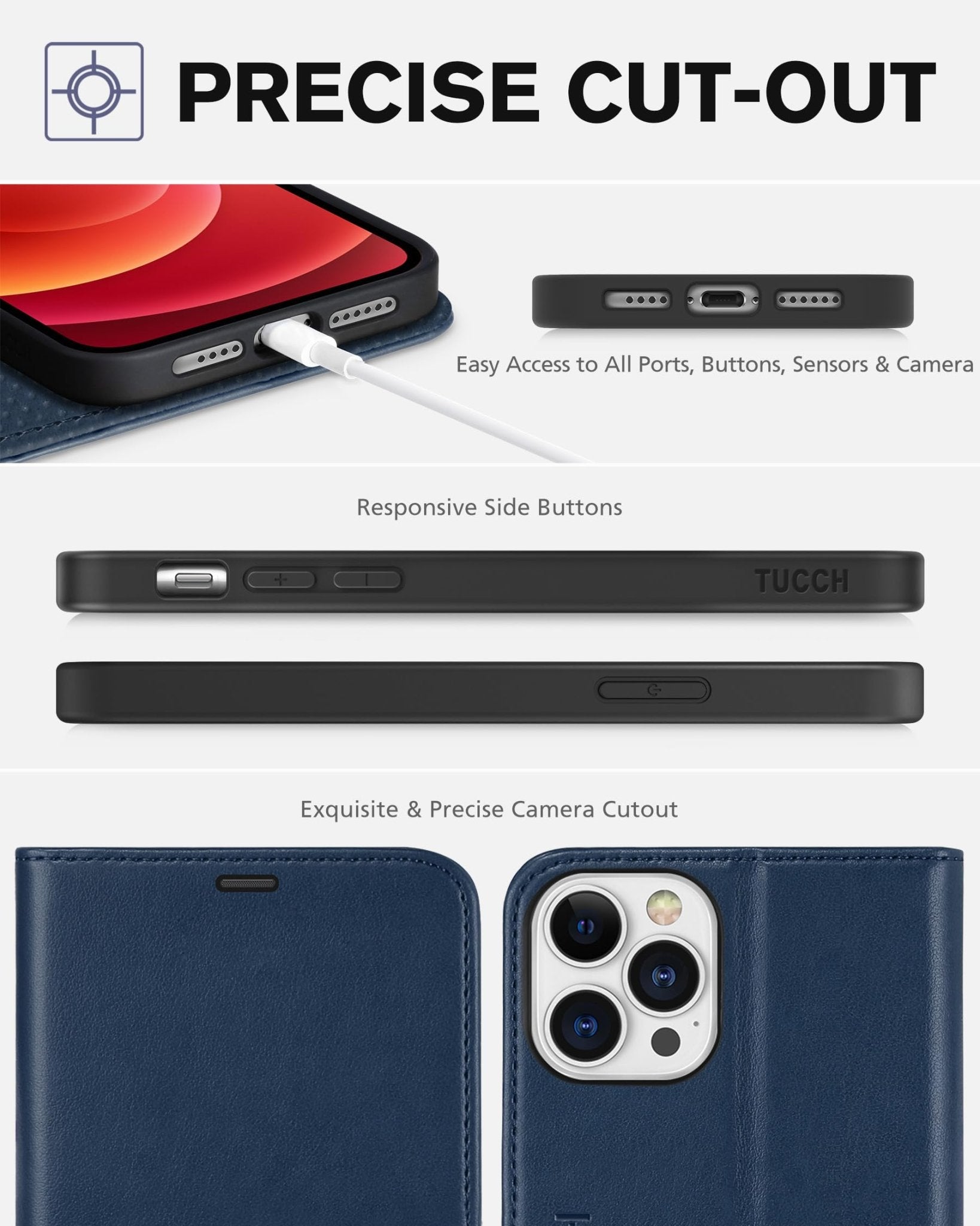 TUCCH Wallet Case Compatible with iPhone 12 Pro Max 5G 6.7", PU Leather Card Slot Kickstand [Protective TPU Interior Case], RFID Blocking Magnetic Flip Cover for iPhone 12 Pro Max 6.7", Black - 7DAY'S