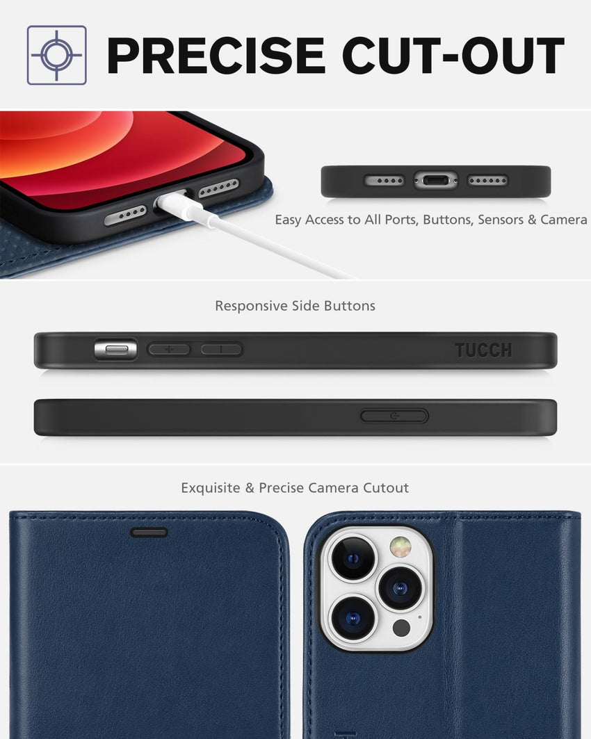 TUCCH Wallet Case Compatible with iPhone 12 Pro Max 5G 6.7", PU Leather Card Slot Kickstand [Protective TPU Interior Case], RFID Blocking Magnetic Flip Cover for iPhone 12 Pro Max 6.7", Black - 7DAY'S