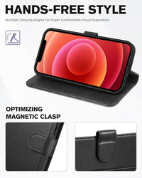 TUCCH Wallet Case Compatible with iPhone 12 Pro Max 5G 6.7", PU Leather Card Slot Kickstand [Protective TPU Interior Case], RFID Blocking Magnetic Flip Cover for iPhone 12 Pro Max 6.7", Black - 7DAY'S