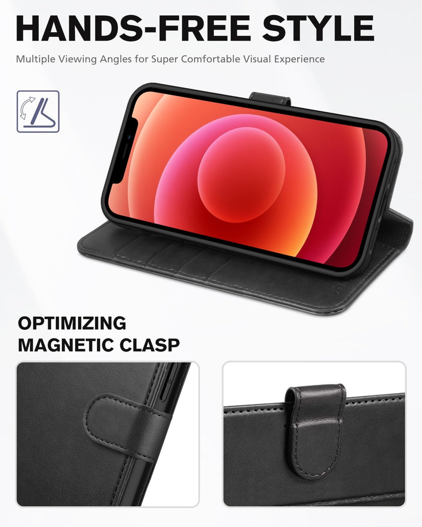 TUCCH Wallet Case Compatible with iPhone 12 Pro Max 5G 6.7", PU Leather Card Slot Kickstand [Protective TPU Interior Case], RFID Blocking Magnetic Flip Cover for iPhone 12 Pro Max 6.7", Black - 7DAY'S