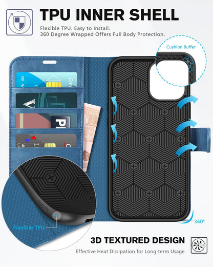TUCCH Wallet Case Compatible with iPhone 12 Pro Max 5G 6.7", PU Leather Card Slot Kickstand [Protective TPU Interior Case], RFID Blocking Magnetic Flip Cover for iPhone 12 Pro Max 6.7", Black - 7DAY'S
